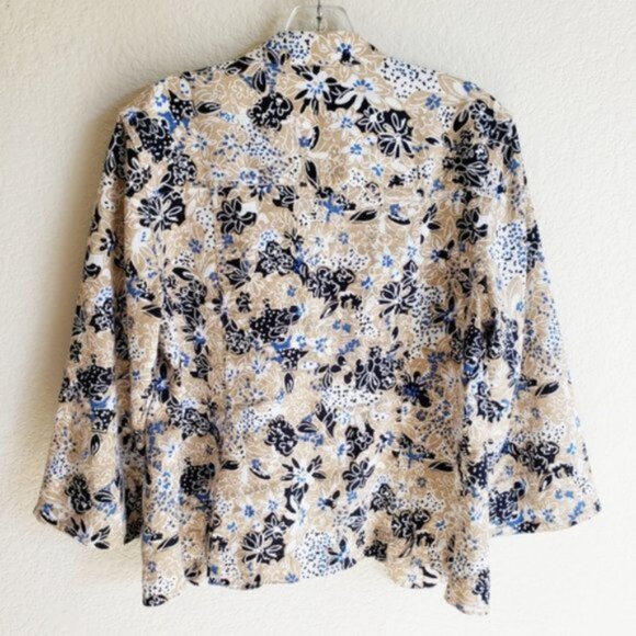 Christopher & Banks Linen/Rayon Blend Jacket Blazer Floral size S Resort Boho - Picture 2 of 12